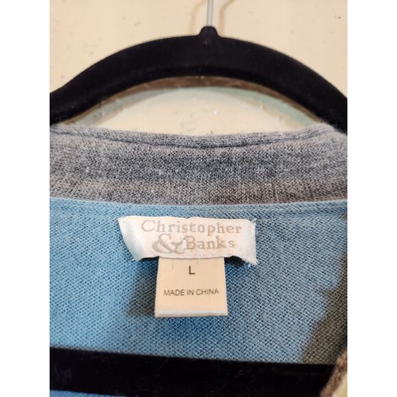 Christopher & Banks Women's Blue V-Neck Long Sleeve Pullover Sweater Size Large - Picture 3 of 6